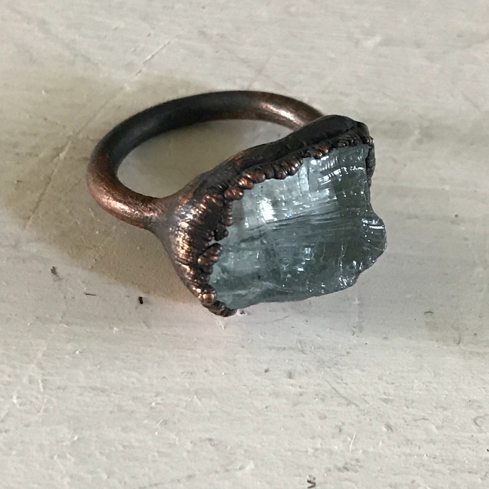 Aquamarine and copper ring by MidwestAlchemy